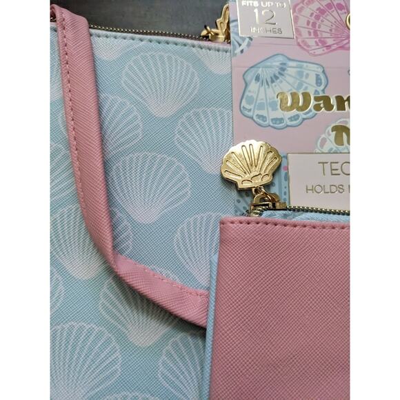 Wandering Moon TECH POUCHES NEW Tablets up to 12" Sea Shells Clams Pink Blue - Picture 3 of 7